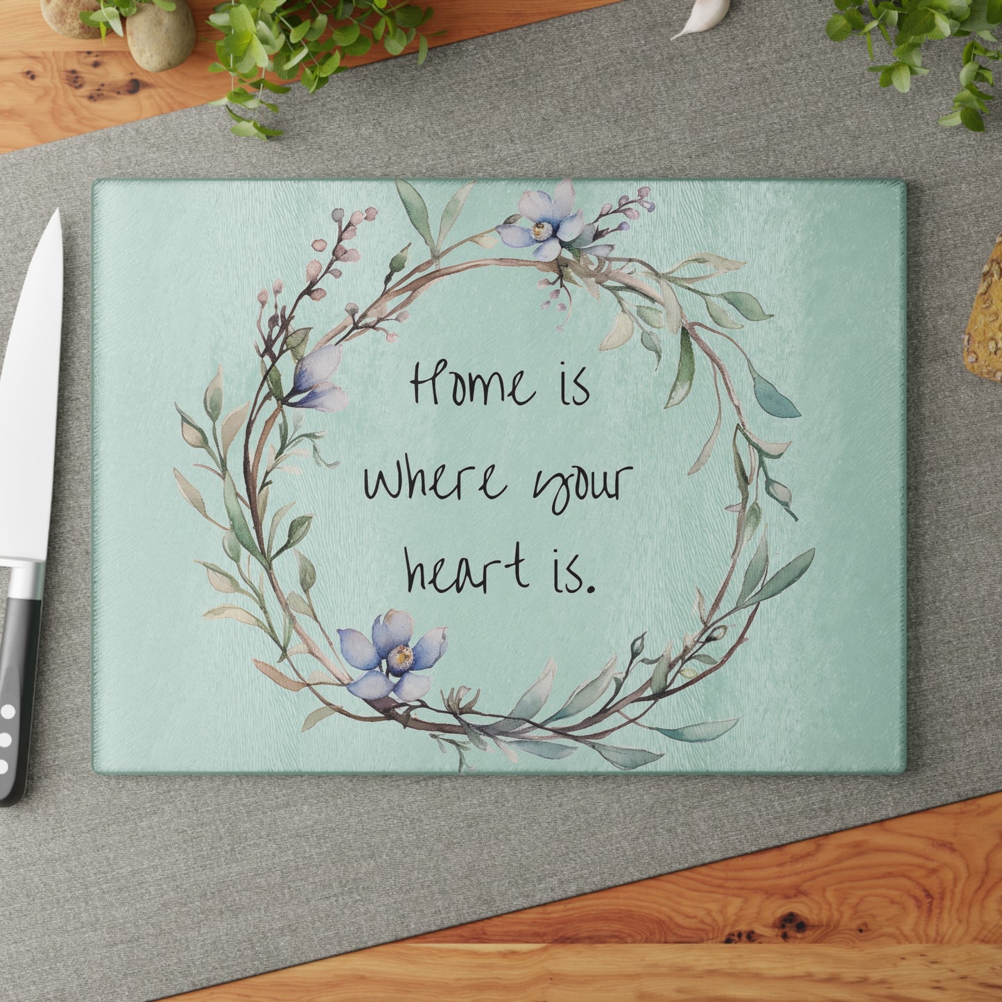 Charming Glass Cutting Board with Floral Wreath Design - Perfect for Home Decor, Housewarming Gift, Kitchen Essential, Wedding Gift, [...]