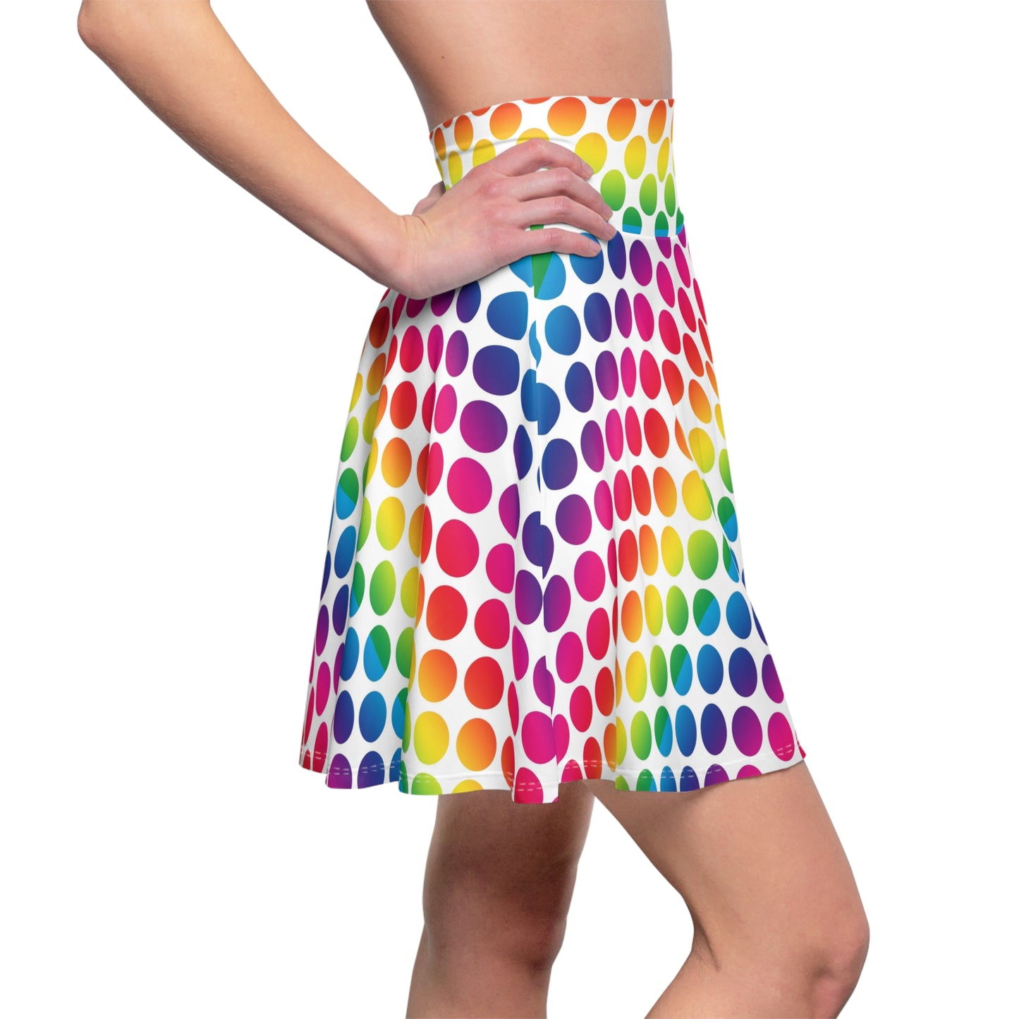 Colorful Polka Dot Women's Skater Skirt, Fun Summer Skirt, Festival Outfit, Casual Wear, Bright Skirt for Parties
