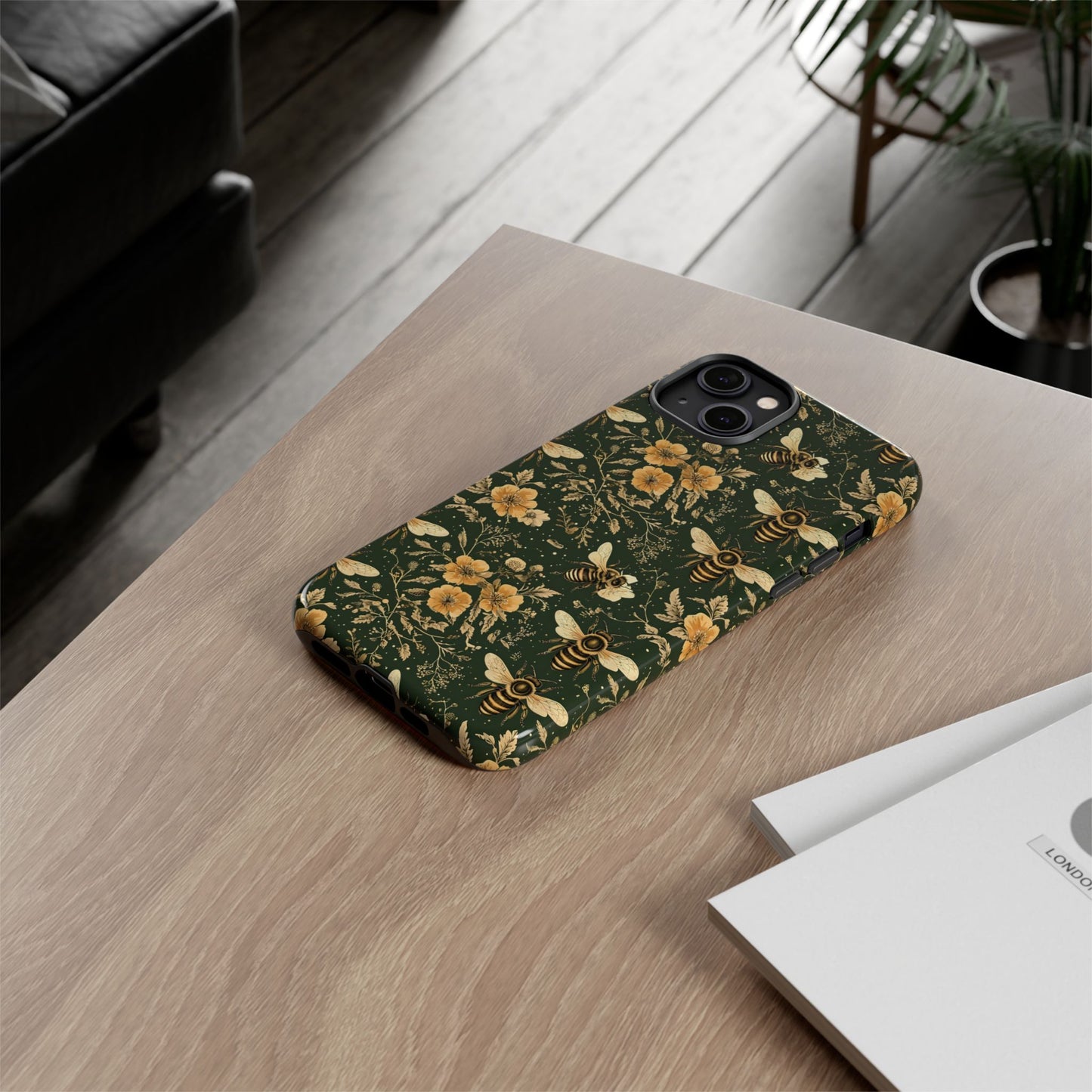 Nature-Inspired Phone Case, Tough Cases for Nature Lovers, Floral Bee Design, Eco-Friendly Gift, Summer Vibes, Trendy Phone Accessory,