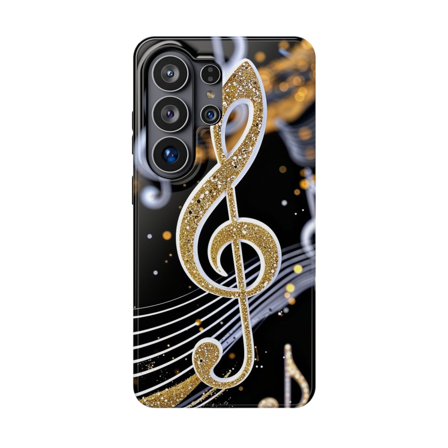 Music Notes Magnetic Impact-Resistant Phone Case — Gold Treble Clef Design