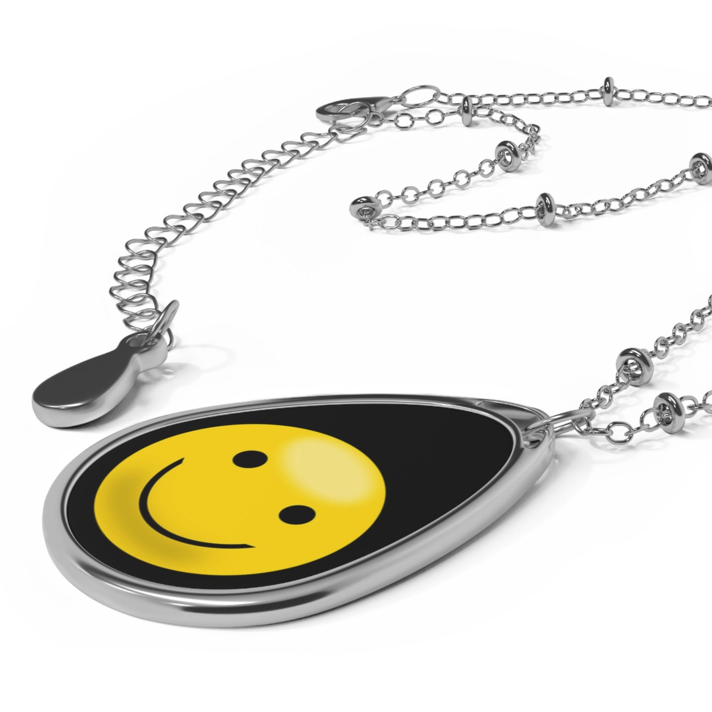Smiley Face Oval Necklace, Cheerful Jewelry, Gift for Her, Friendship Necklace, Positive Vibes Accessory, Everyday Wear