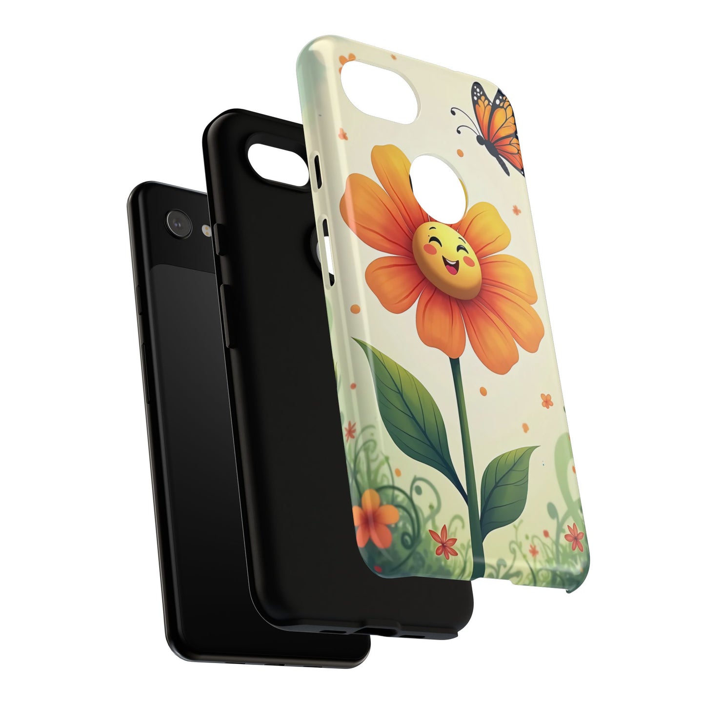 Floral Phone Case with Butterfly Design, Cute Flower Phone Cover for Nature Lovers, Eco-Friendly Gift, Spring Vibes, Birthday Present