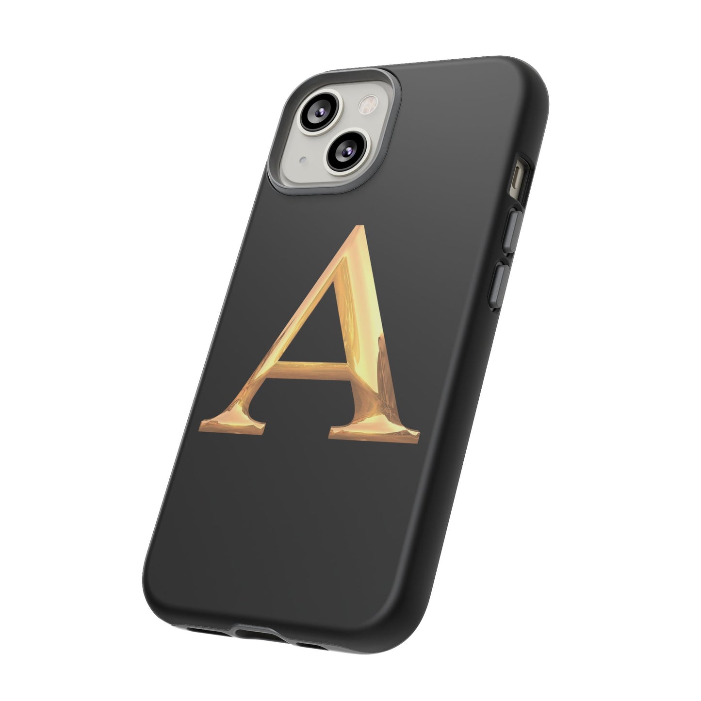 Custom Phone Case with Gold Letter A, Monogrammed Gift, Tough Protective Case, Personalized Phone Accessory, Unique Phone Cover