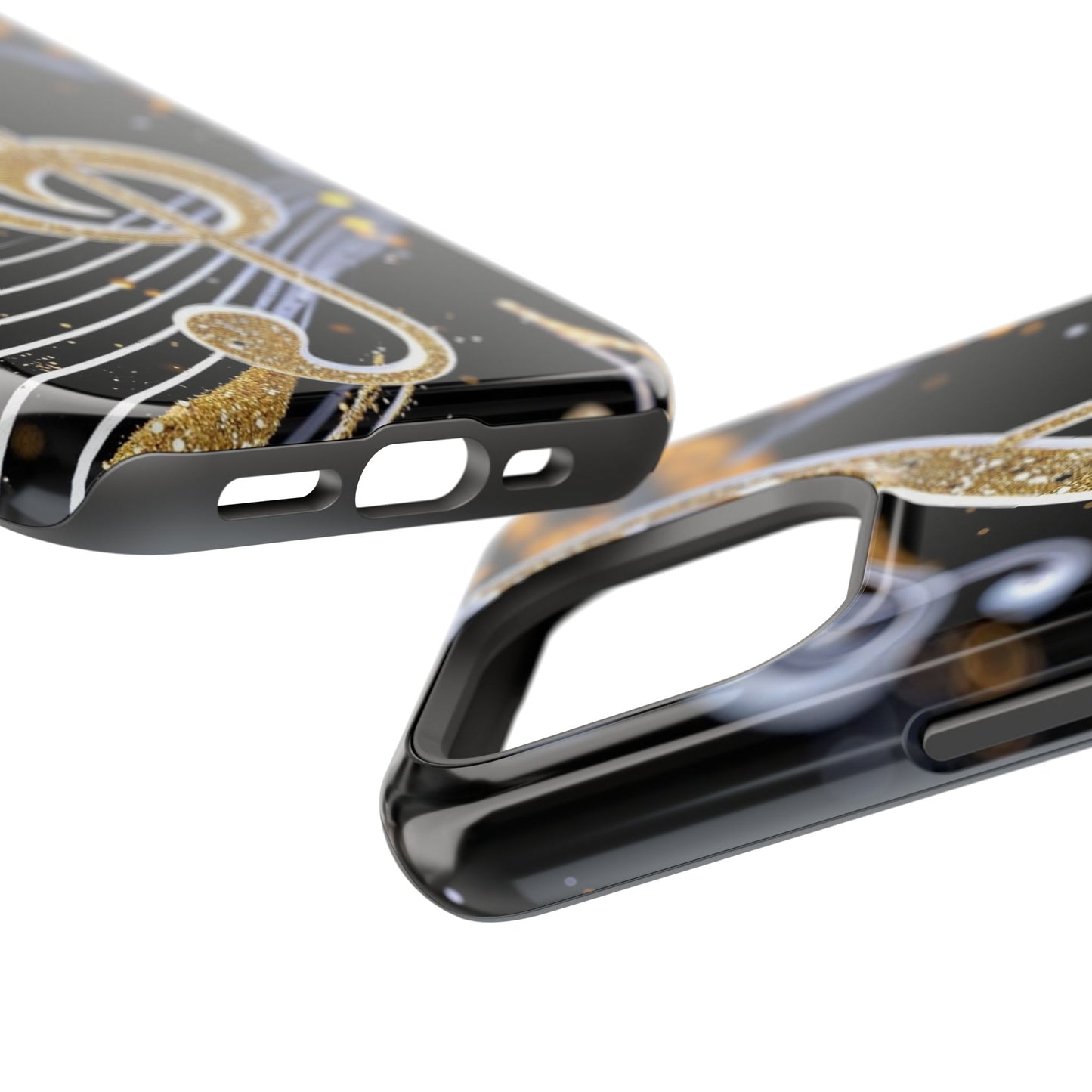 Music Notes Magnetic Impact-Resistant Phone Case — Gold Treble Clef Design