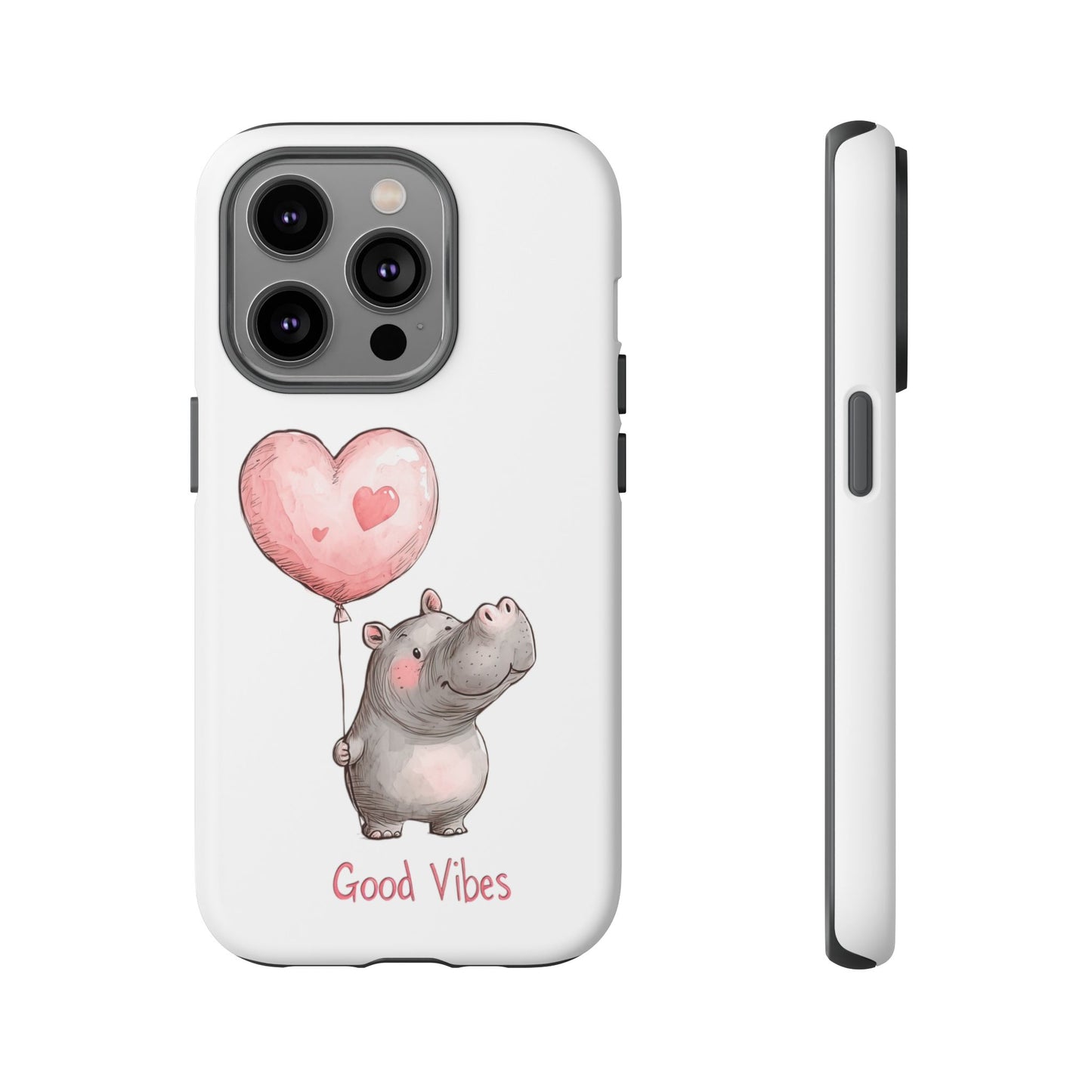 Cute Hippo Phone Case - Good Vibes Design, Animal Lover Gift, Fun Accessory, Birthday Present, Phone Accessories