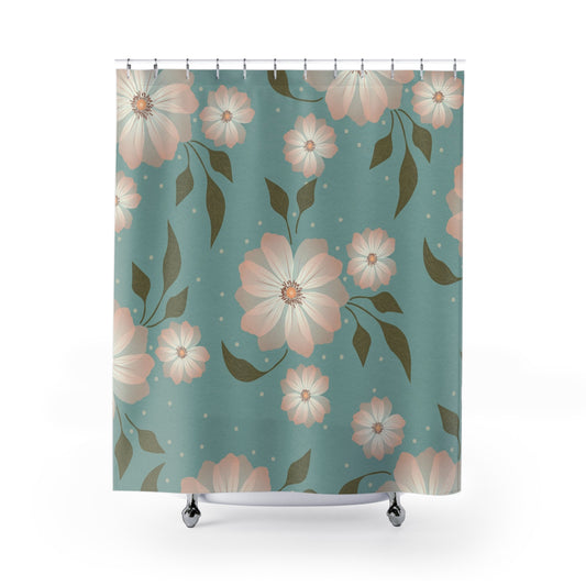 Vintage Floral Shower Curtain, Bathroom Decor, Boho Chic, Gift for Her, Wedding Shower, Home Decor, Floral Design
