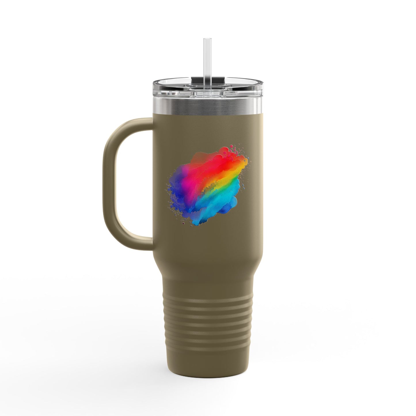 Vibrant Rainbow Insulated Travel Mug | 40oz Leakproof Drinkware for Road Trips, Gifts, Outdoor Adventures, Pride Events, Summer Outings
