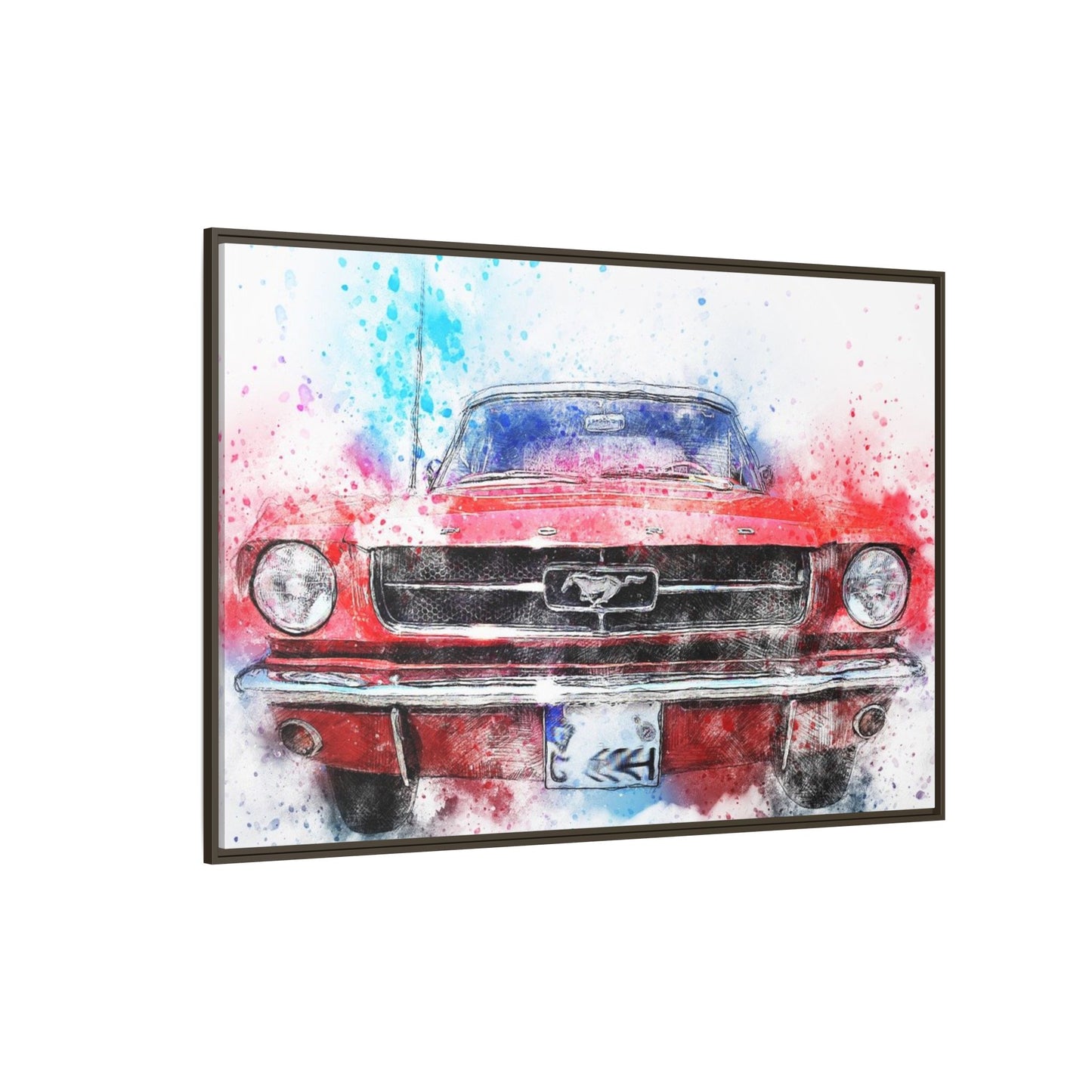 Matte Canvas, Framed Mustang Car