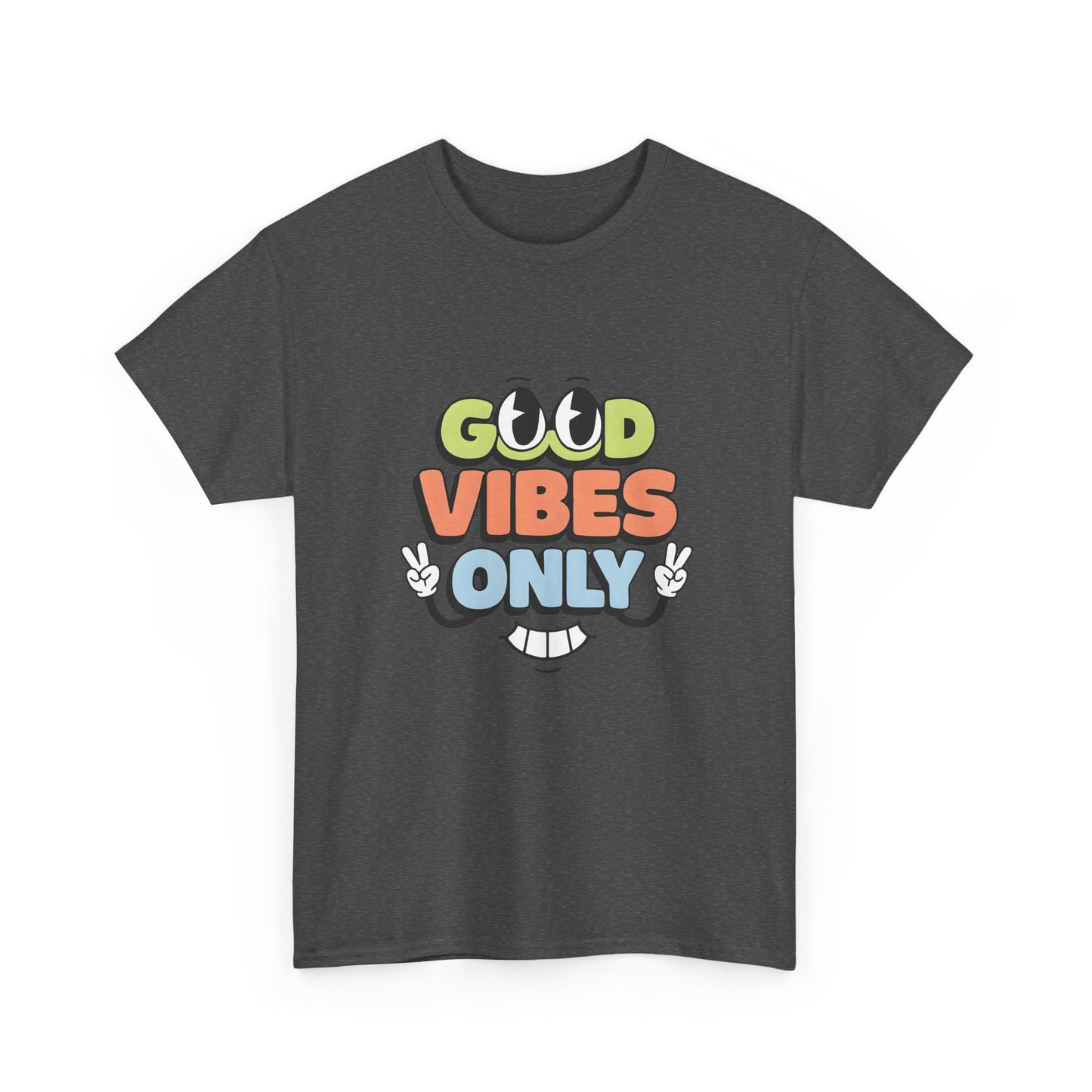 Good Vibes Only Unisex Heavy Cotton Tee, Casual Tee, Positive Message Shirt, Summer Fashion, Gift for Friends, Outdoor Wear