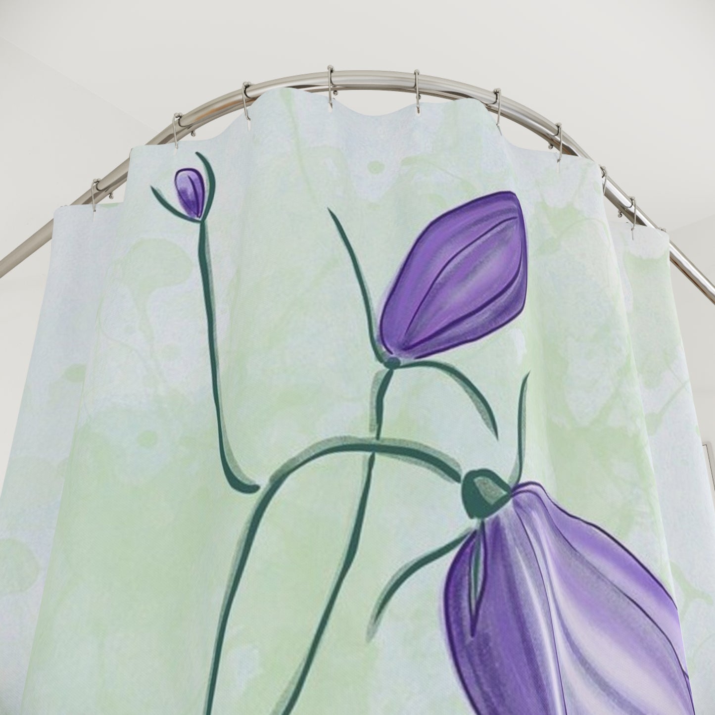 Elegant Floral Shower Curtains for Home Decor, Purple Flower Bathroom Accessories, Boho Chic Decor, Nature-Inspired Gifts, Springtime Vibes