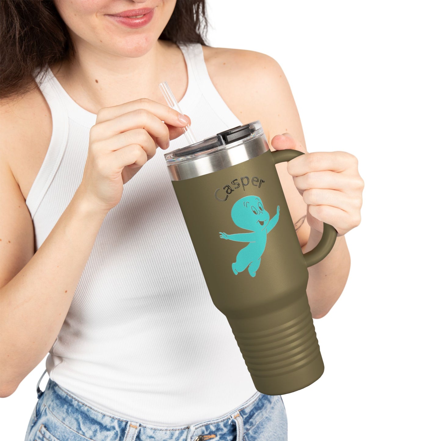 Casper the Friendly Ghost Insulated Travel Mug, Cute Ghost Mug for Kids, Personalize Your Drink, Halloween Gift, Durable Travel Cup