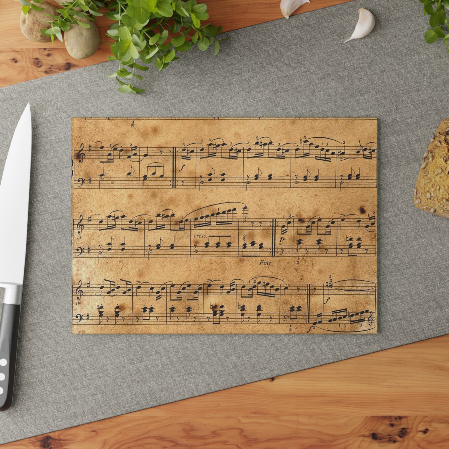 Musical Note Glass Cutting Board - Perfect for Gifts, Home Decor, Baking, Kitchen Art, Music Lovers