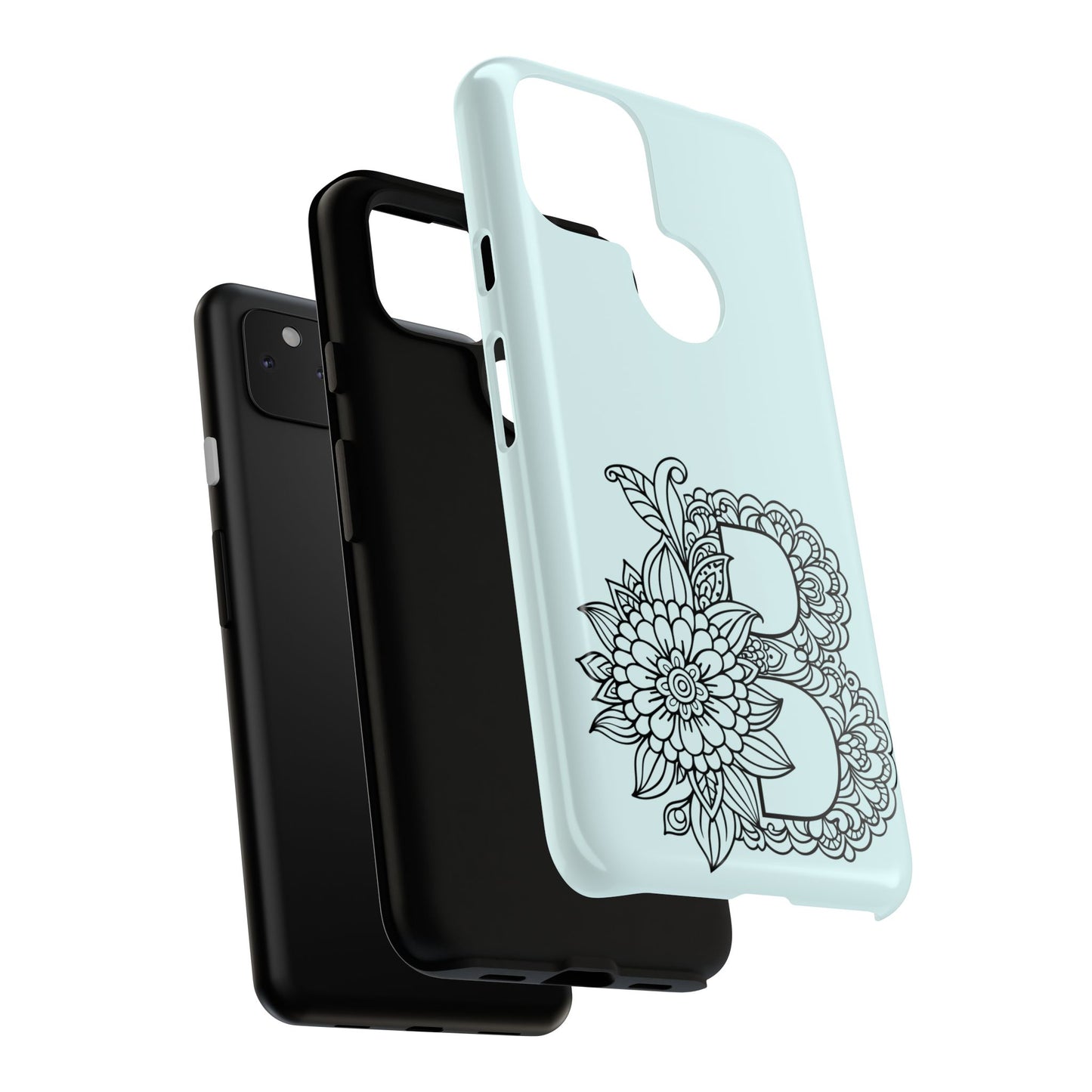 Personalized Tough Phone Case- Letter B, Floral Monogram Cell Phone Cover, Custom Protective Case, Unique Gift, Birthday, Graduation