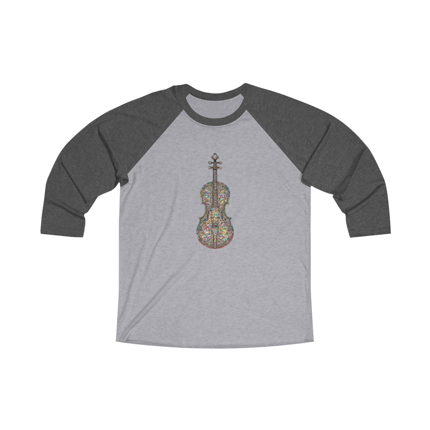 Colorful Violin Raglan Tee, Unisex Music Lover Shirt, Artistic Gift for Musicians, Casual Everyday Wear, Festival Apparel