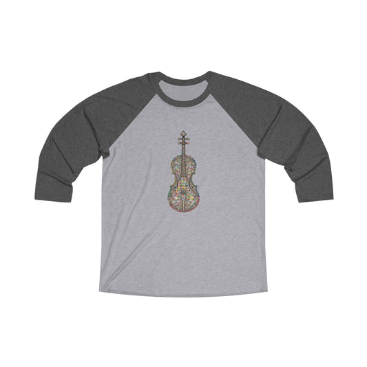 Colorful Violin Raglan Tee, Unisex Music Lover Shirt, Artistic Gift for Musicians, Casual Everyday Wear, Festival Apparel