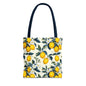 Lemon Blossom All-Over Print Tote Bag — Citrus Floral Market Bag