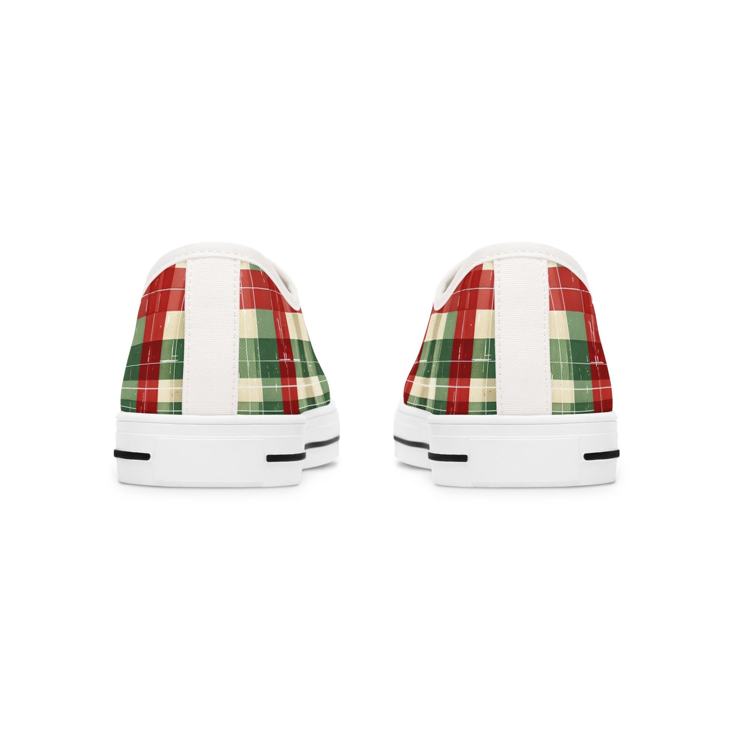 Low Top Sneakers — Red & Green Plaid Holiday Canvas Shoes