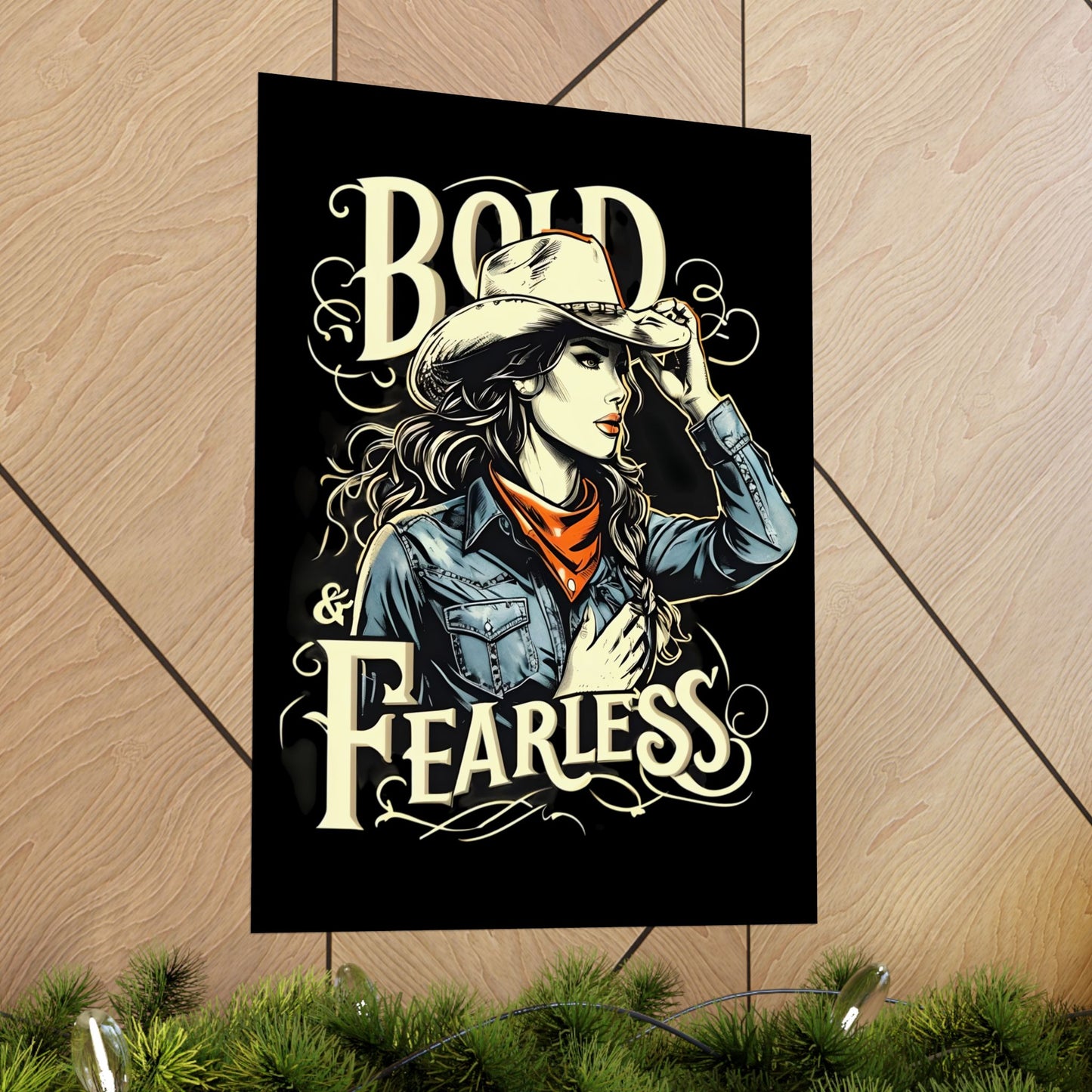 Bold & Fearless Cowboy Woman Poster — Matte Vertical Wall Art
