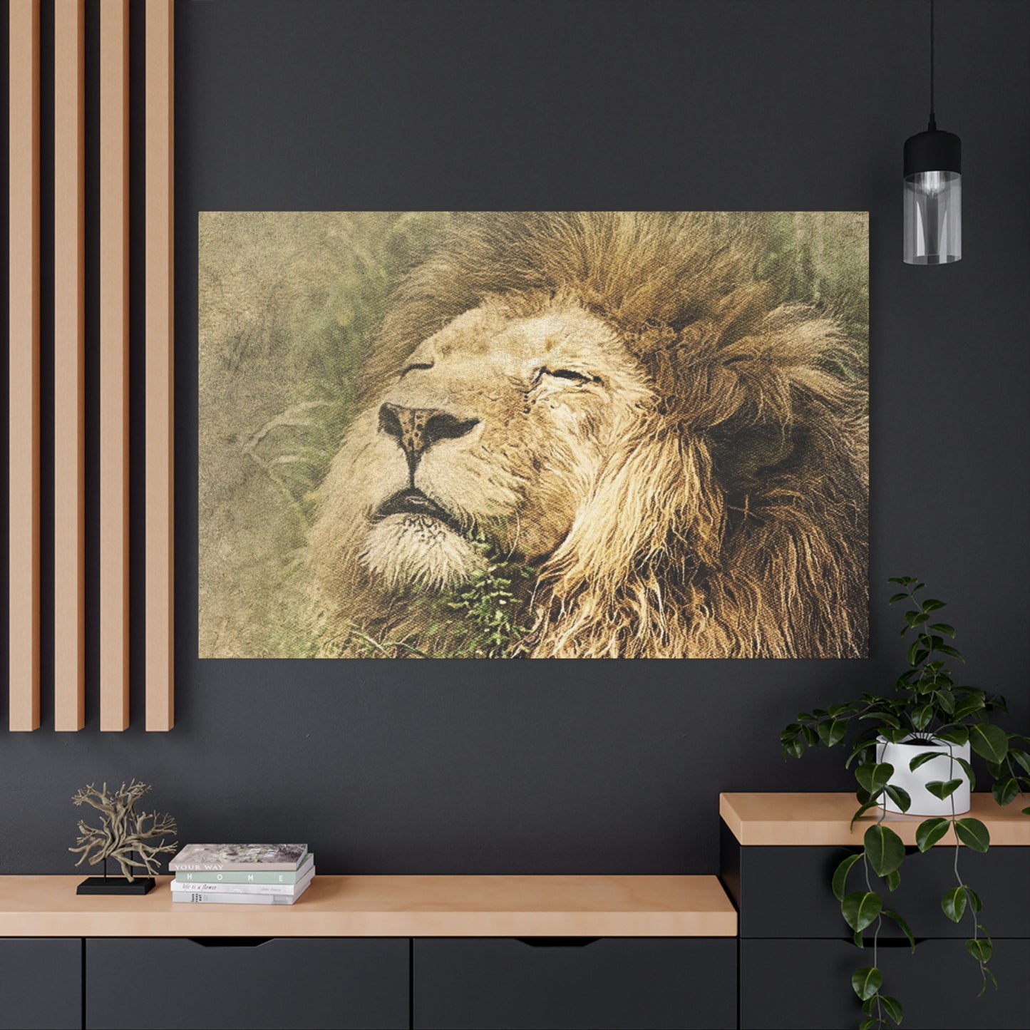 Lion Portrait Matte Canvas Print — Stretched 1.25" Wall Art