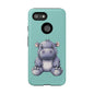 Cute Hippo Phone Case, Tough Phone Cover, Fun Animal Case, Gift for Kids, Cute Decor, Birthday Present