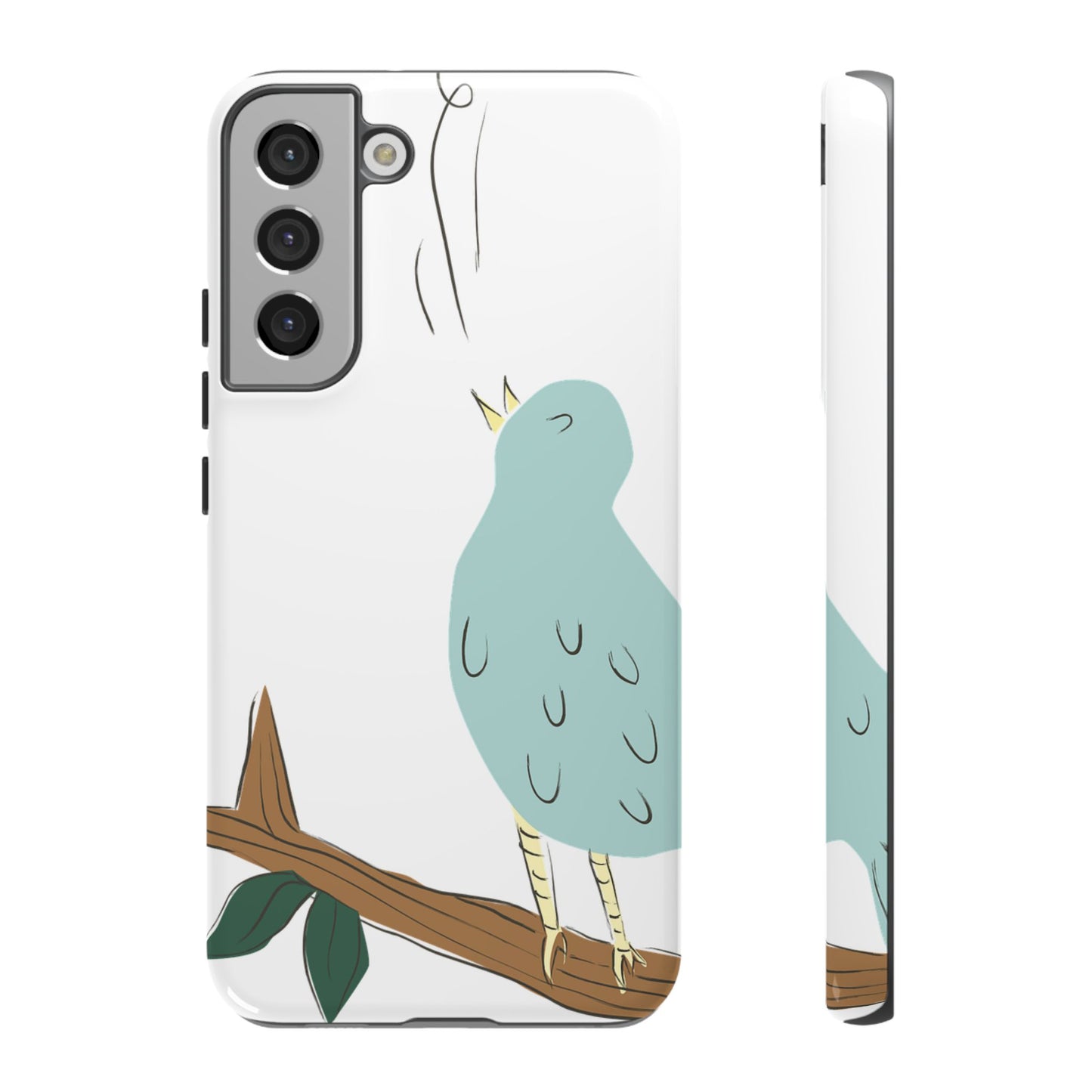 Birdsong Phone Case — Cute Blue Bird on Branch Protective Case