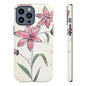 Floral Phone Case with Elegant Pink Lilies, Cute Floral Accessories, Phone Protection, Gift for Her, Stylish Cell Phone Cover