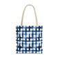 Blue Watercolor Plaid Tote Bag — Navy Check Pattern All-Over Print