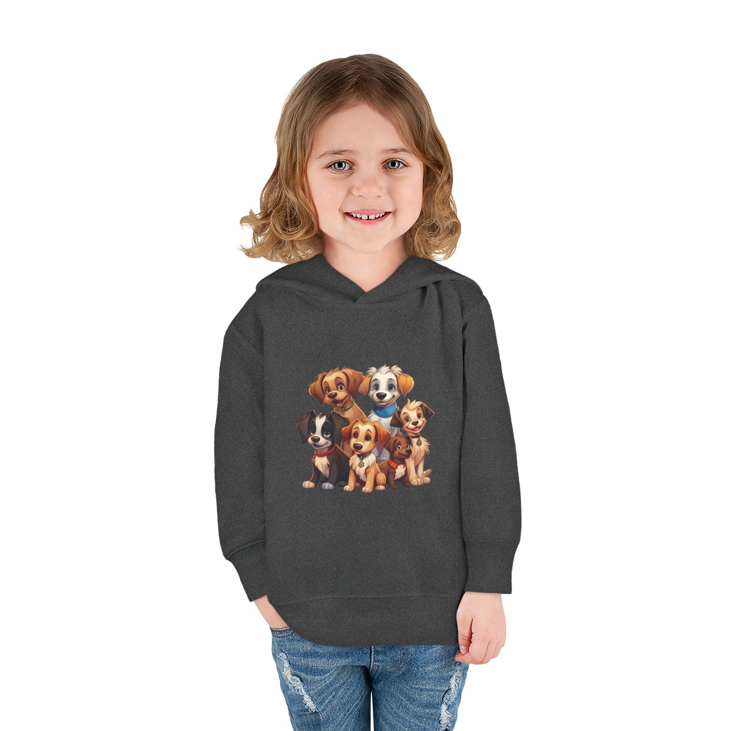 Adorable Puppy Print Toddler Hoodie, Cute Kids Fleece Pullover, Dog Lover Gift, Warm Hoodie for Boys & Girls, Pet Themed Clothes