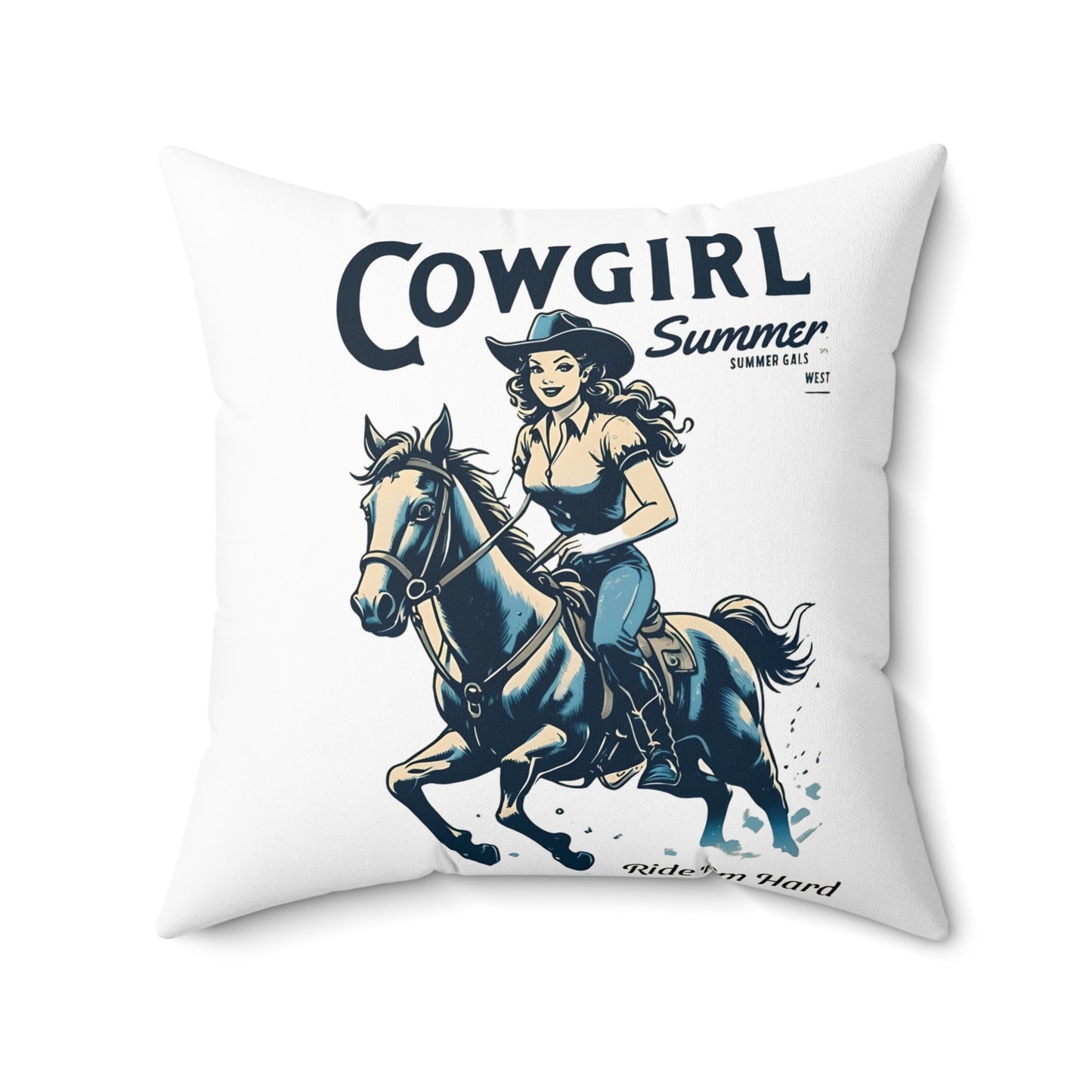Cowgirl Summer Square Pillow | Equestrian Home Decor, Western Decor, Throw Pillow, Gift for Her, Rustic Cowgirl Vibe