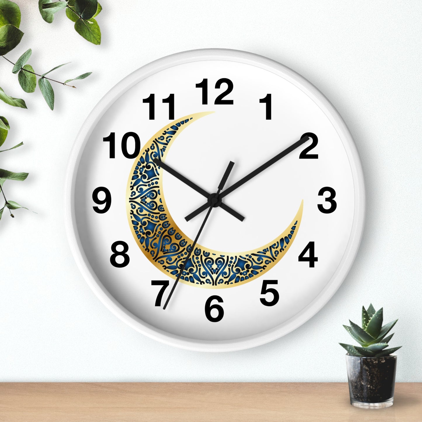 Elegant Boho Moon Phase Wall Clock, Decorative Home Clock, Unique Gift for Home Decor, Wellness, and Spiritual Spaces, Timepiece