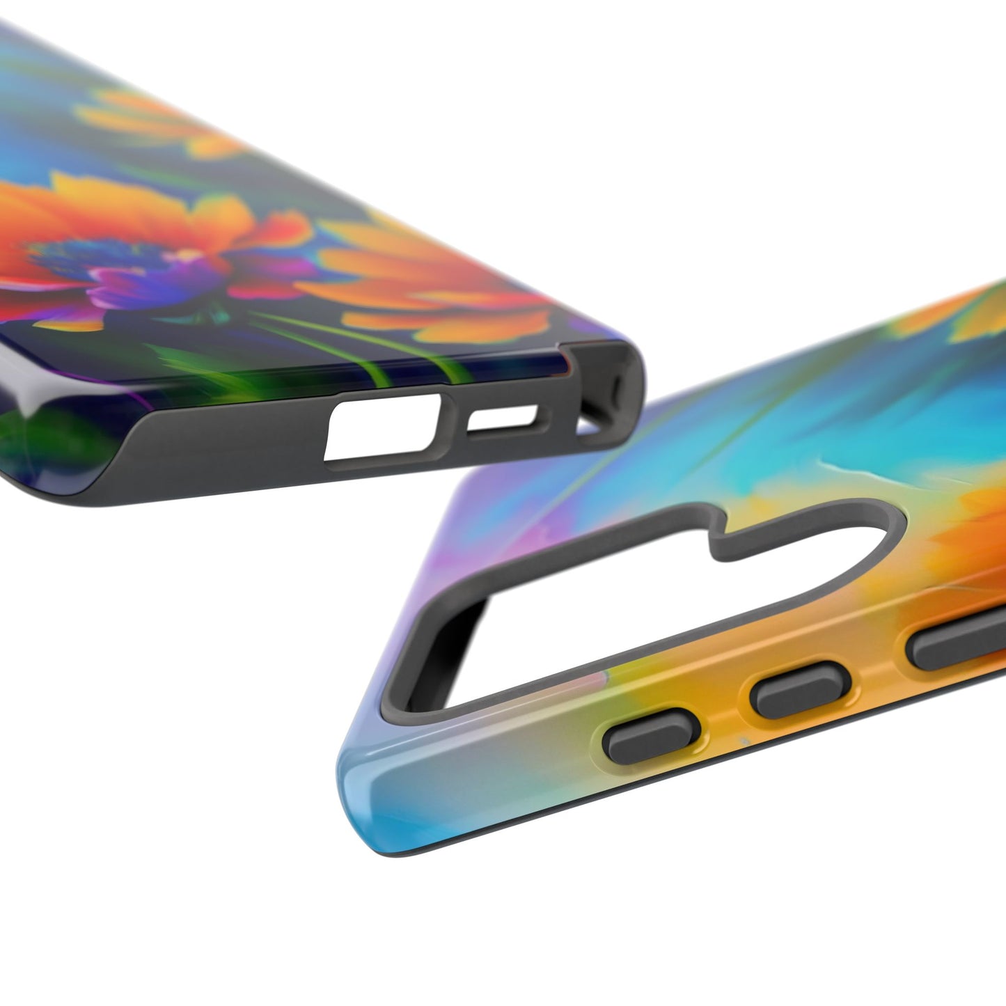 Floral Sunset Tough Phone Case — Vibrant Watercolor Flowers Protective Cover