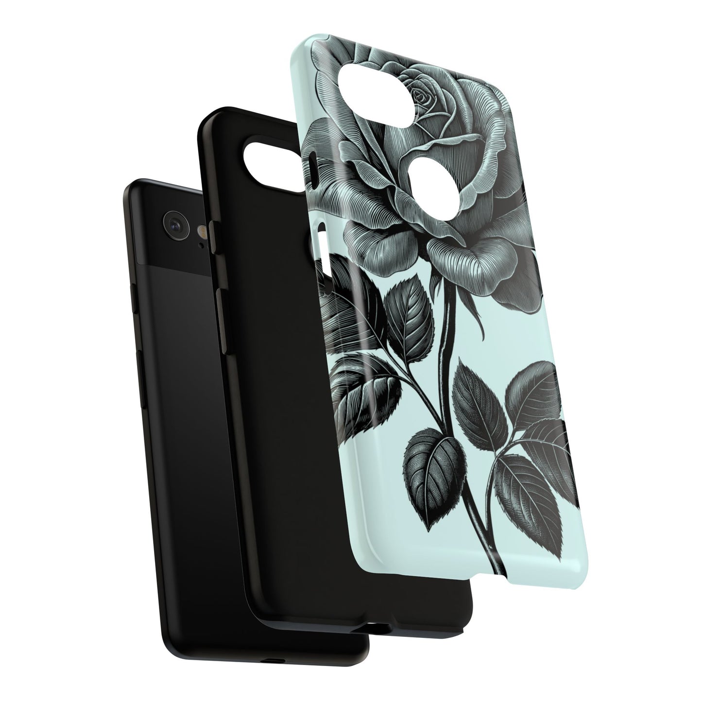 Elegant Floral Phone Case, Tough Cases for iPhones, Black Rose Design, Gift for Her, Stylish Phone Cover, Birthday Gifts