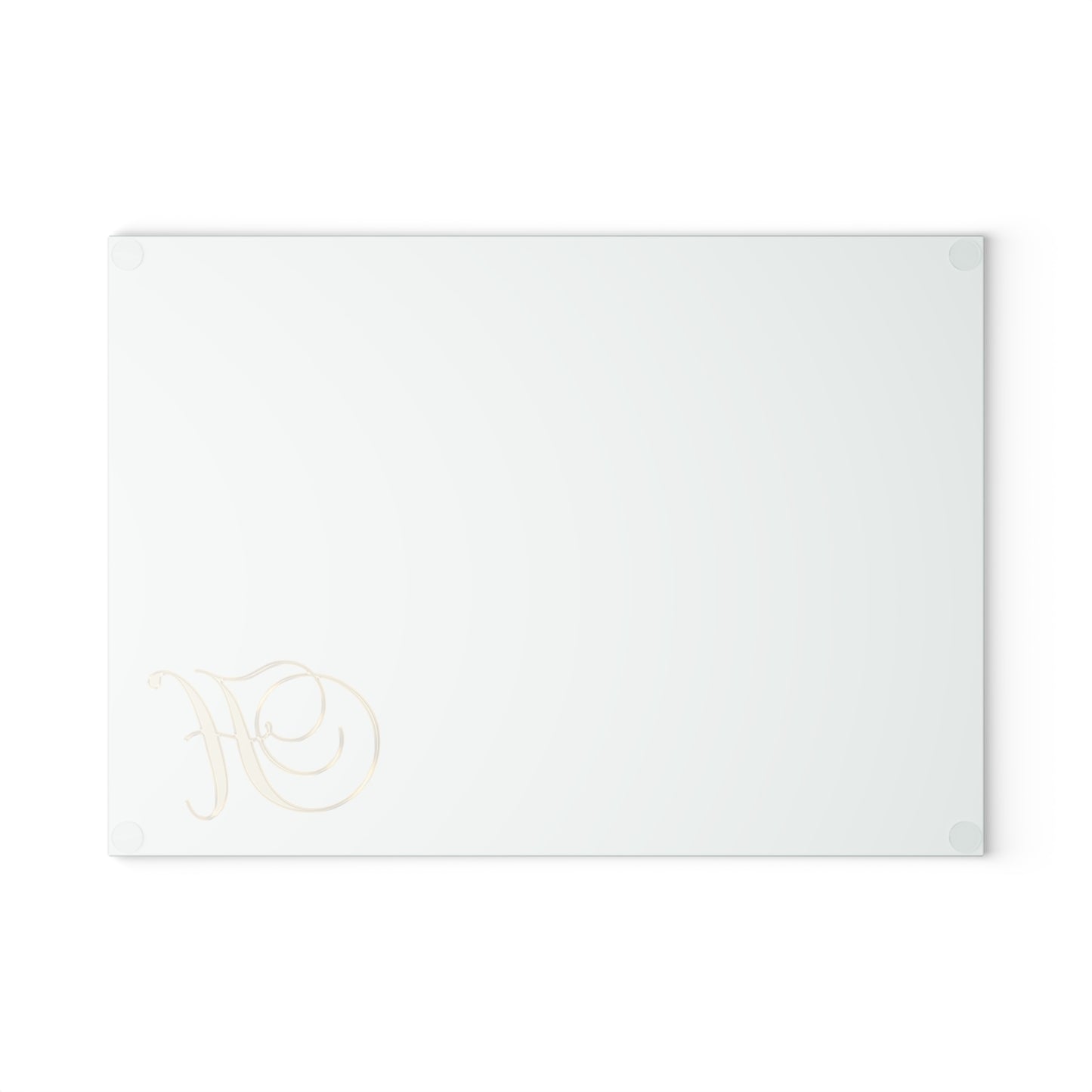 Monogram Glass Cutting Board — Mint with Gold Script "H"