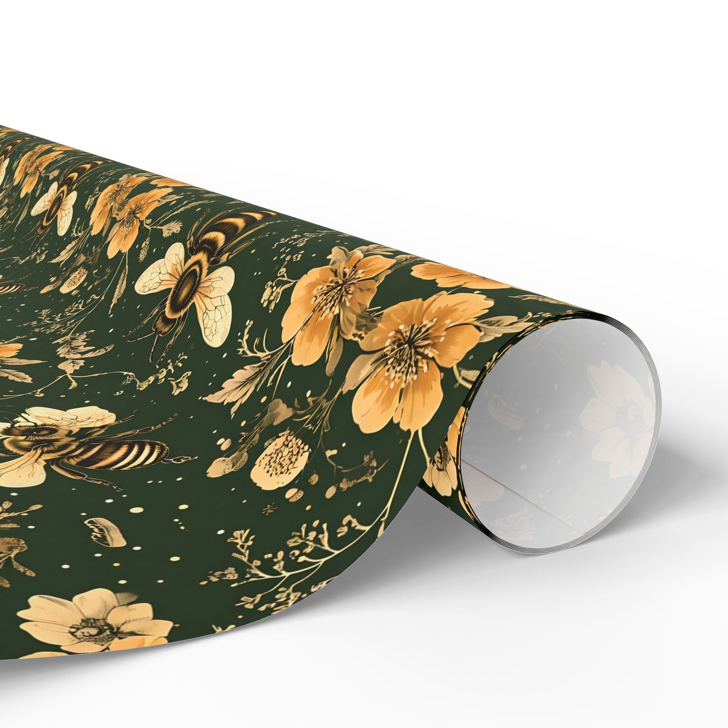 Floral Bee Wrapping Paper, Eco-Friendly Gift Wrap for Birthdays, Weddings, Showers, Baby Showers, Nature Lovers