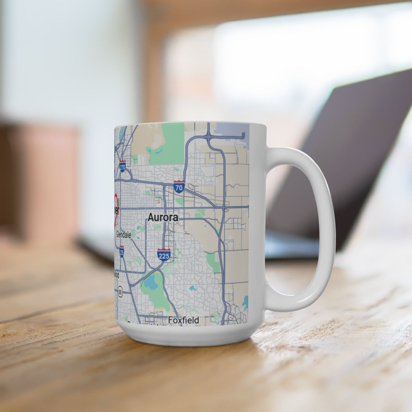 Personalized Denver Map Ceramic Mug - Custom Coffee Cup, Great Gift for Coffee Lovers, Home Decor, Moving Away, Housewarming, Road Trip