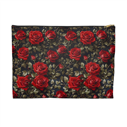 Elegant Floral Accessory Pouch | Perfect for Makeup, Travel, or Gifts | Rose Pattern Pouch for Women