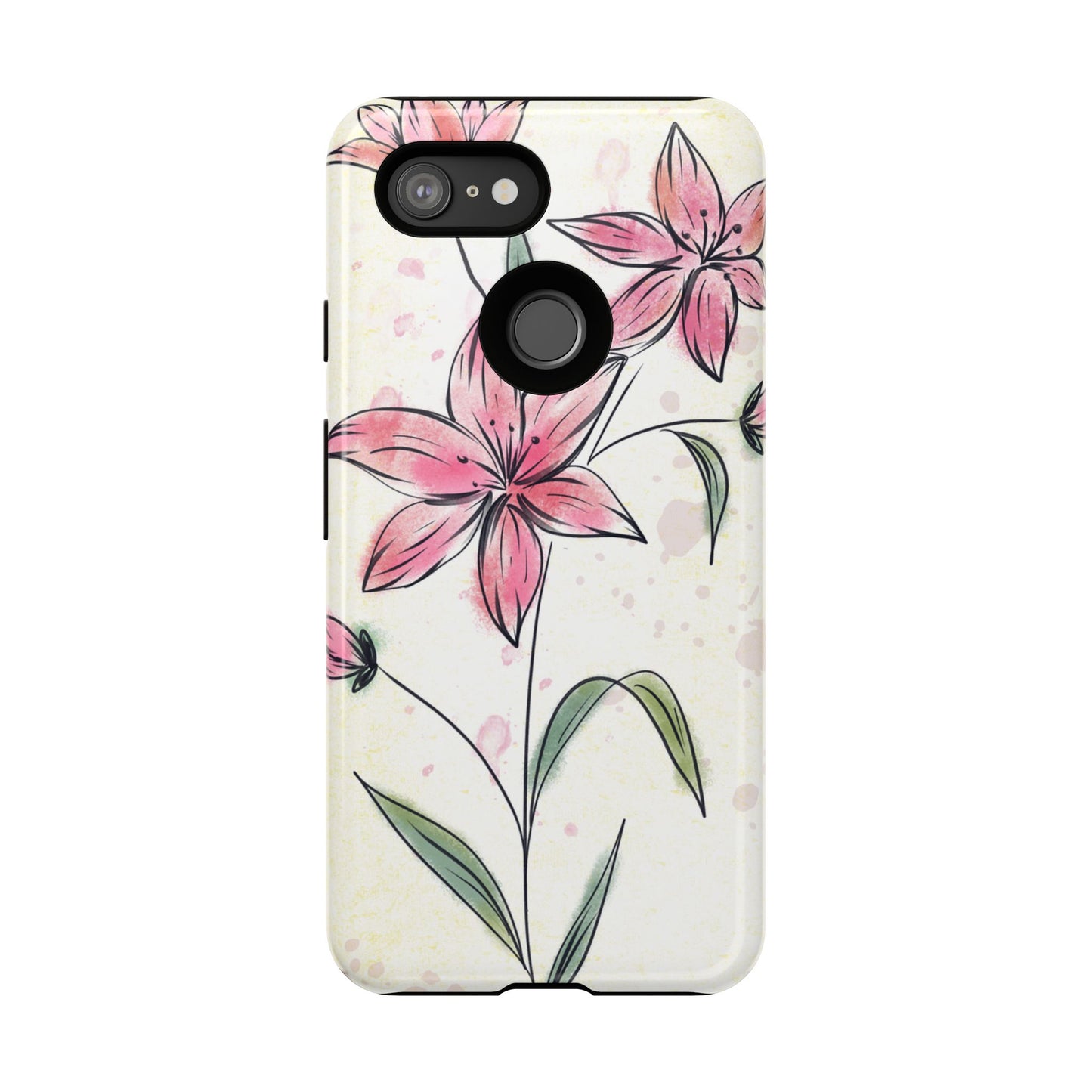 Floral Phone Case with Elegant Pink Lilies, Cute Floral Accessories, Phone Protection, Gift for Her, Stylish Cell Phone Cover