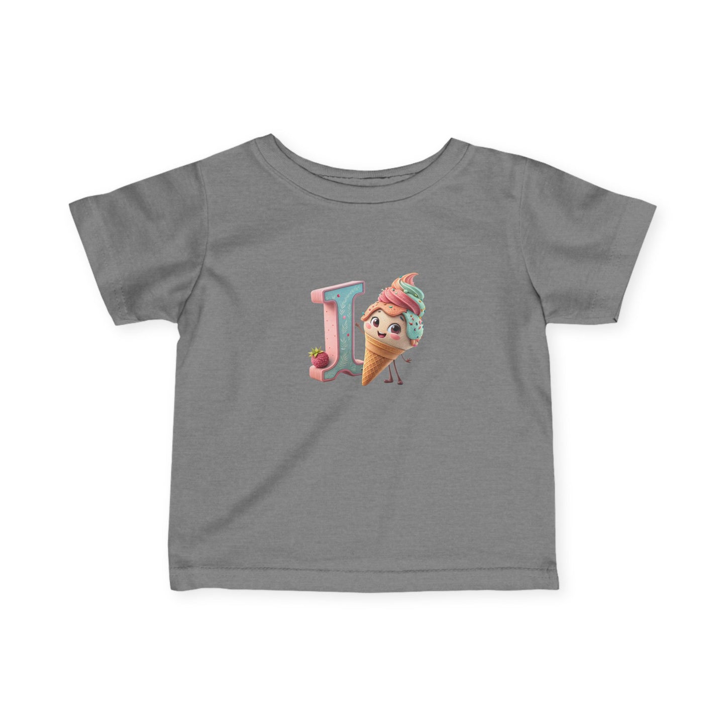 Cute Ice Cream Initial Infant Tee, Baby Shirt, Toddler Clothing, Summer Outfit, Personalized Gift, Kids Apparel
