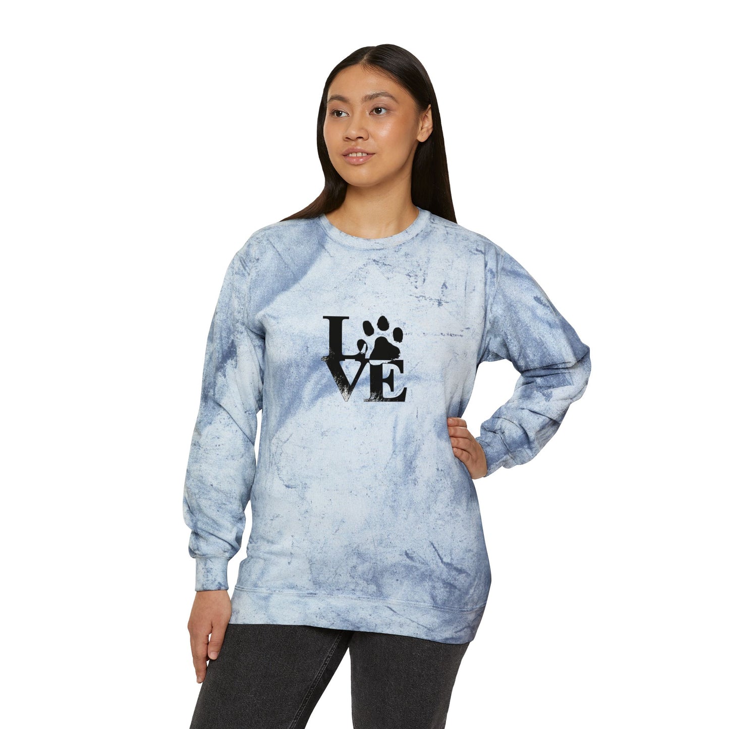 Colorful Love Pet-Inspired Crewneck Sweatshirt, Cozy Outdoor Wear, Gift for Dog Lovers, Casual Style, Perfect for Any Occasion