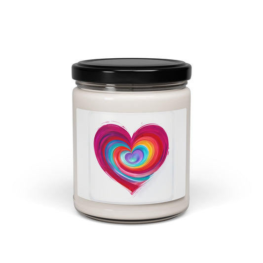 Rainbow Heart Soy Candle — 9oz Scented Jar for Gifts, Valentine’s & Pride