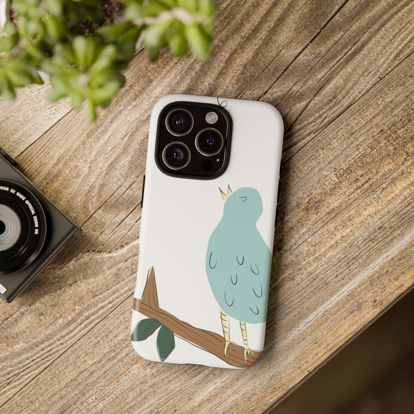Birdsong Phone Case — Cute Blue Bird on Branch Protective Case