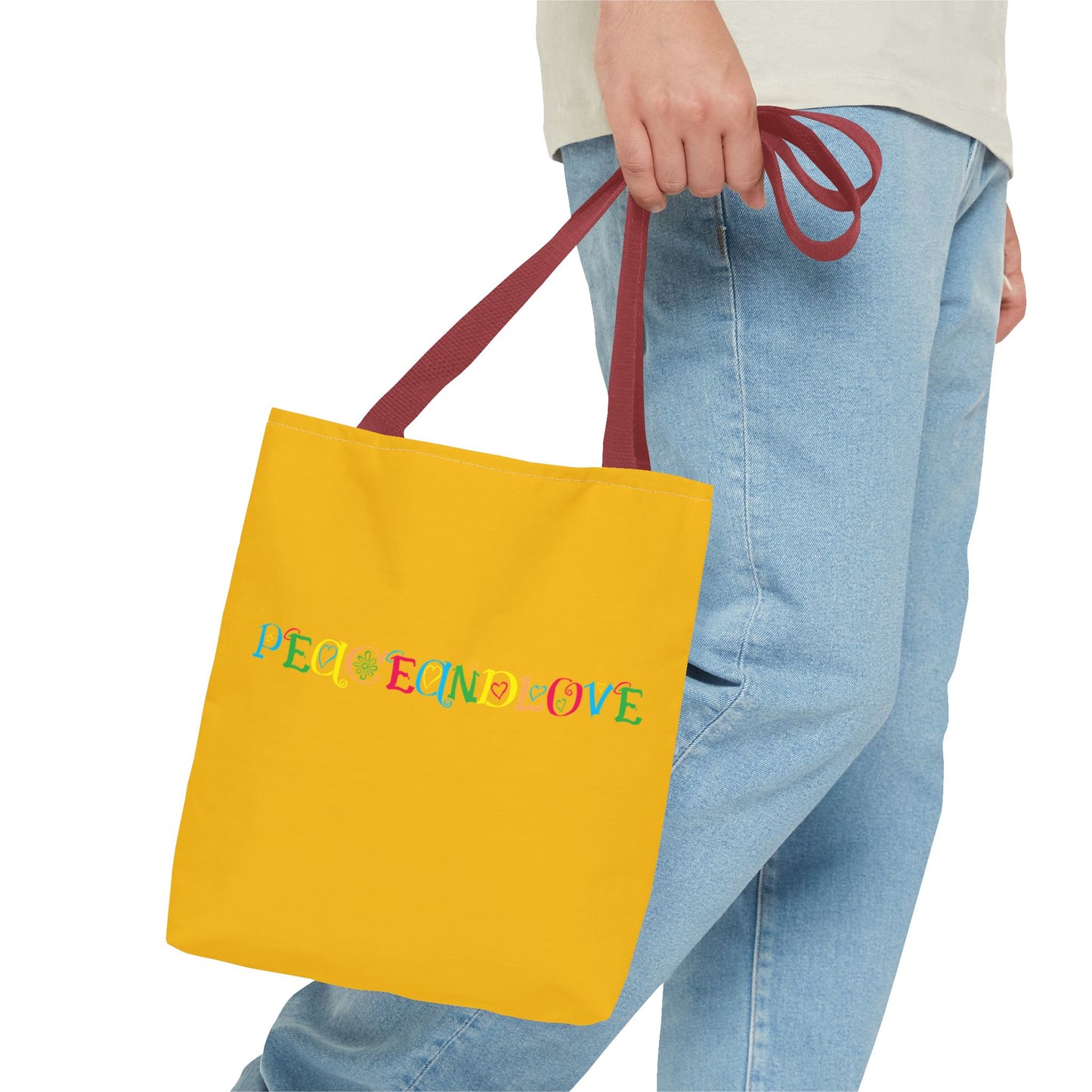 Colorful Peace and Love Tote Bag | Eco-Friendly Shopping Bag, Beach Tote, Gift for Friends, Everyday Carryall