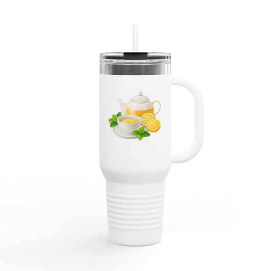 Lemonade Insulated Travel Mug, Perfect for Hot Drinks, Summer Picnics, Outdoor Adventures, Gifts for Tea Lovers, 40oz