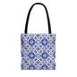 Blue Moroccan Tile Tote Bag - All-Over Print Patterned Market Tote
