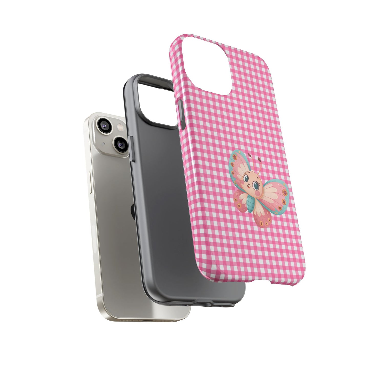 Cute Butterfly Phone Case, Tough Cases, Floral Phone Accessory, Gift for Her, Spring Fashion, Kids' Birthday Present, Pastel Aesthetic