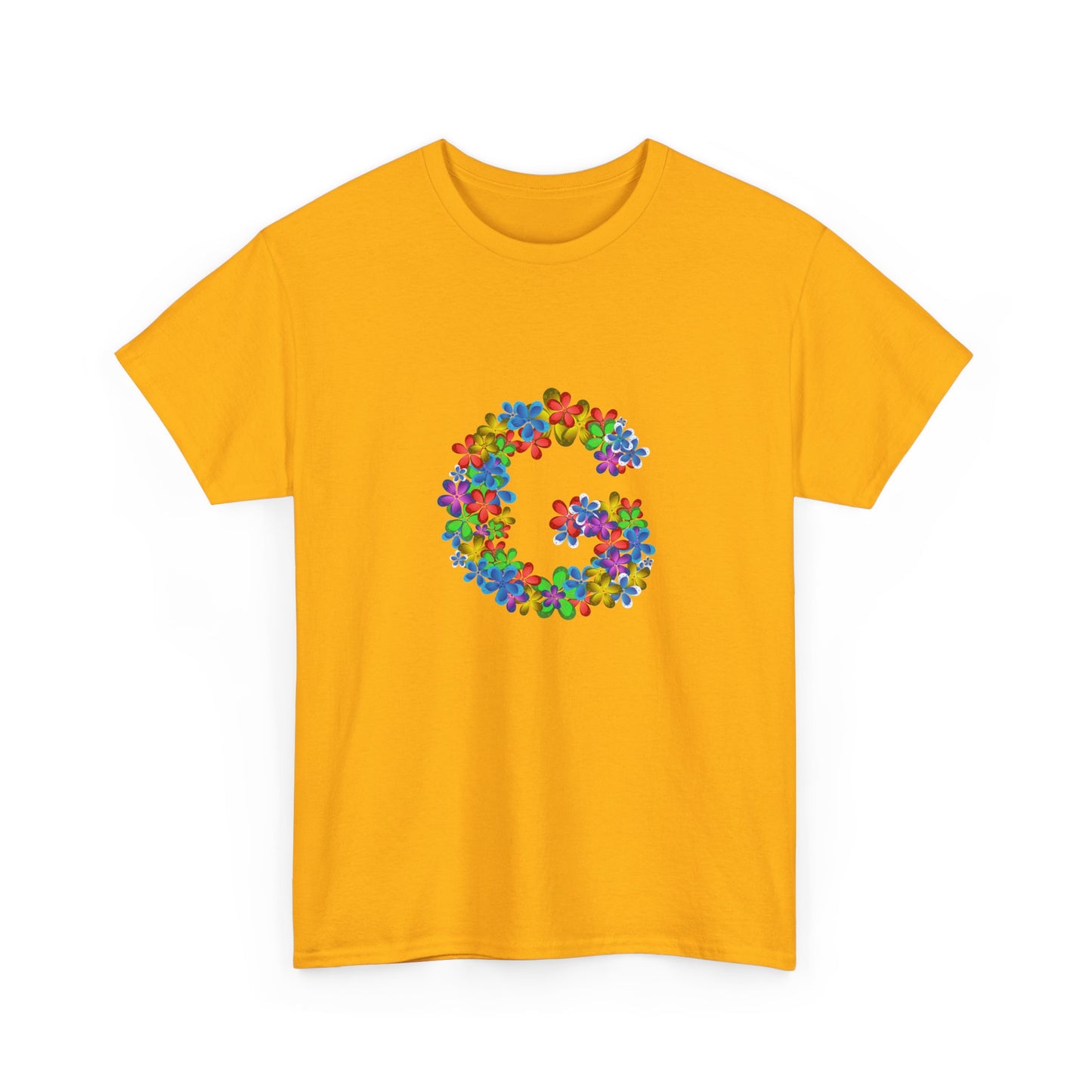Floral Initial Unisex Tee - Personalized Gift, Casual Summer Wear, Birthday Present, Eco-Friendly Tee, Customizable Clothing