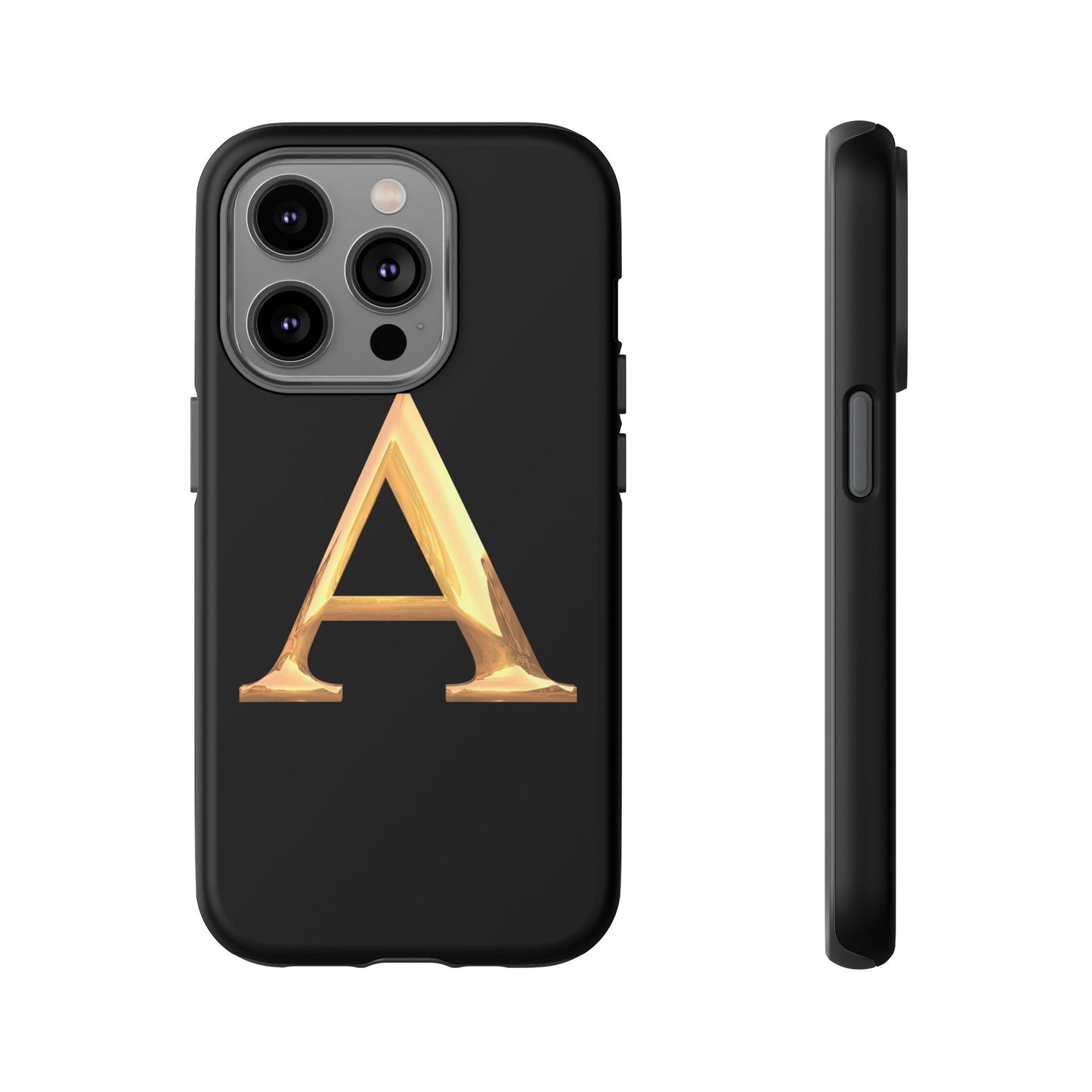 Custom Phone Case with Gold Letter A, Monogrammed Gift, Tough Protective Case, Personalized Phone Accessory, Unique Phone Cover