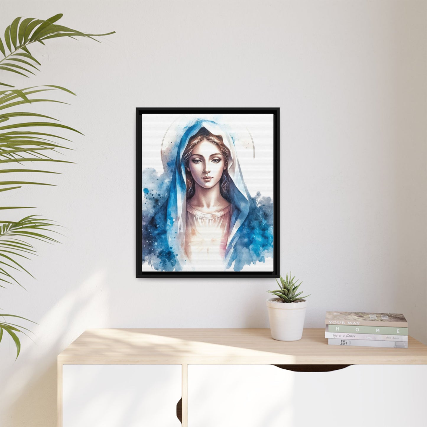 Framed Canvas Art Print, Spiritual Decor, Religious Artwork, Wall Decor, Gift for Faith, Elegant Home Decoration