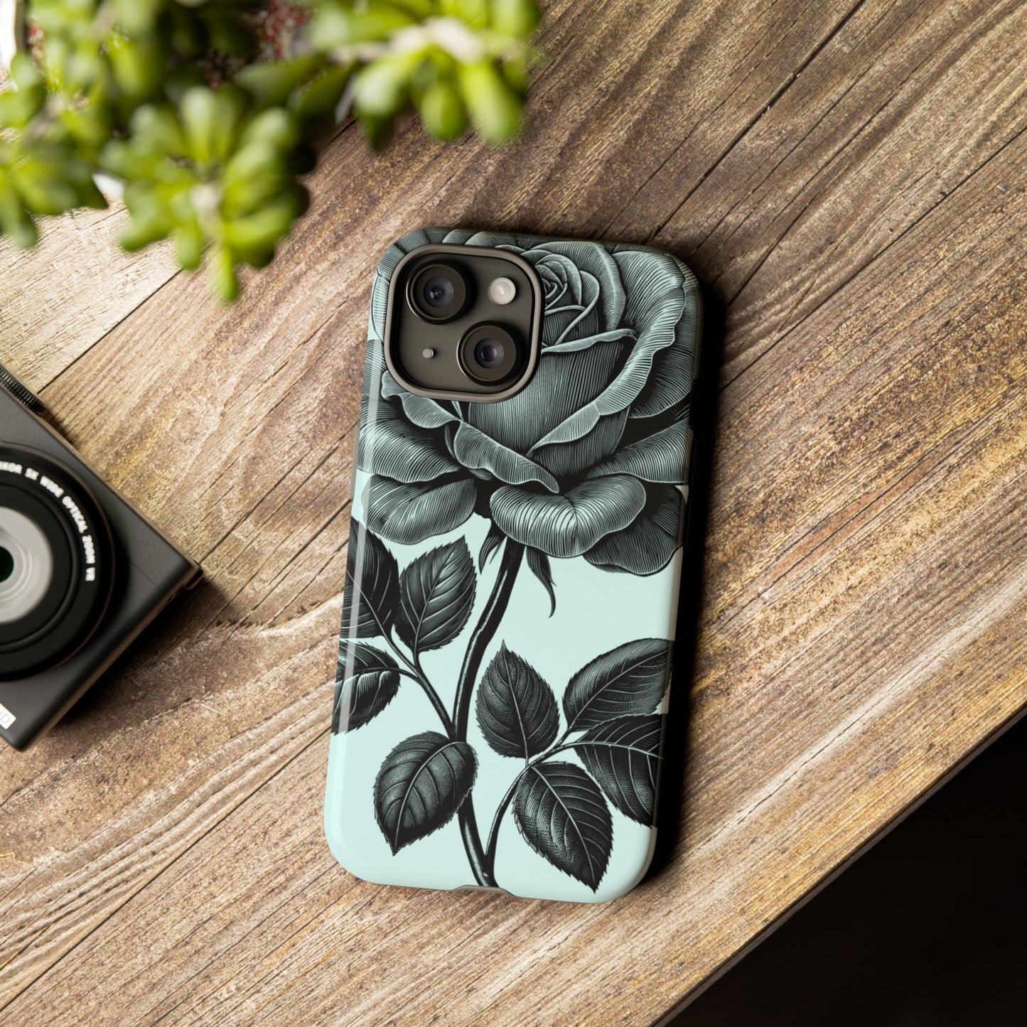 Elegant Floral Phone Case, Tough Cases for iPhones, Black Rose Design, Gift for Her, Stylish Phone Cover, Birthday Gifts
