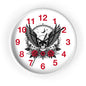 Winged Skull with Red Roses Wall Clock | Gothic Moon Skull Clock
